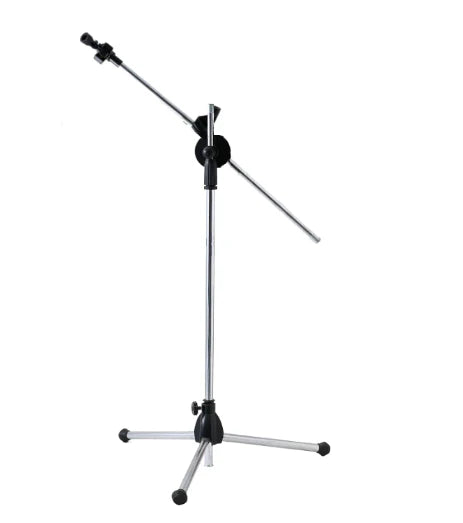 Stativ pentru microfon profesional din metal, trepied cu inaltime reglabila, inaltime maxima 200 cm, argiuntiu/negru